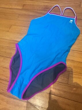 TYR Reversible Teal One-Piece Swimsuit with Magenta Trim